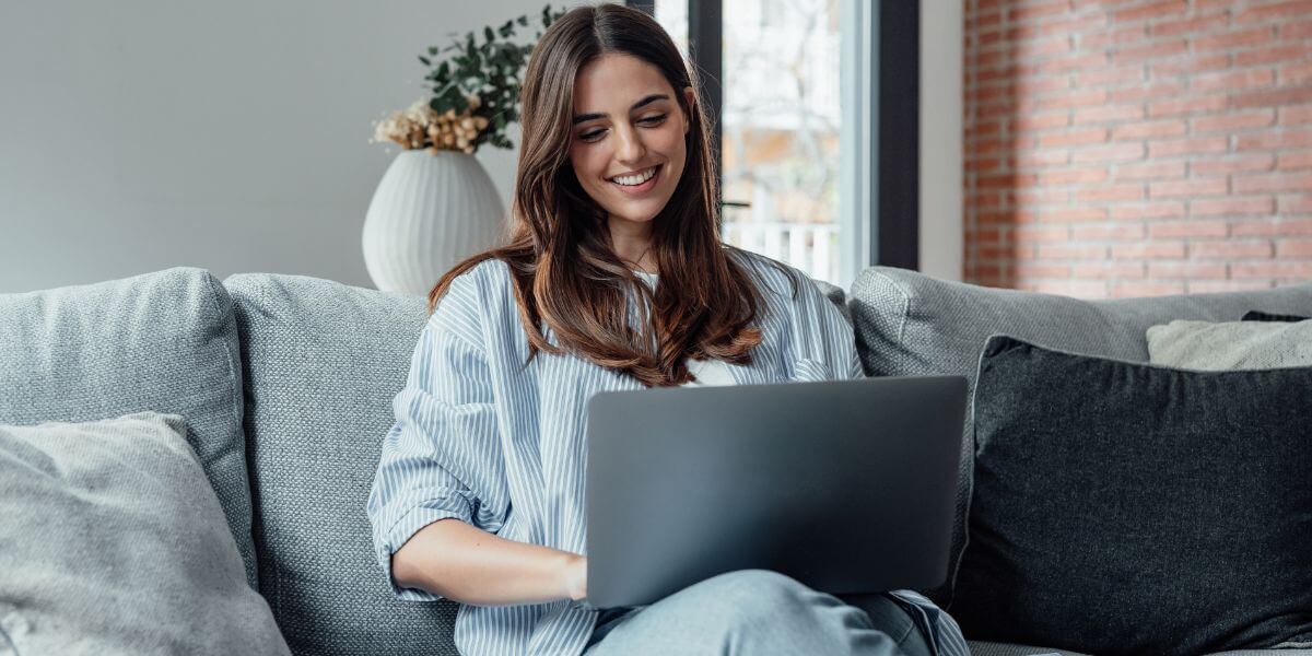 woman using laptop