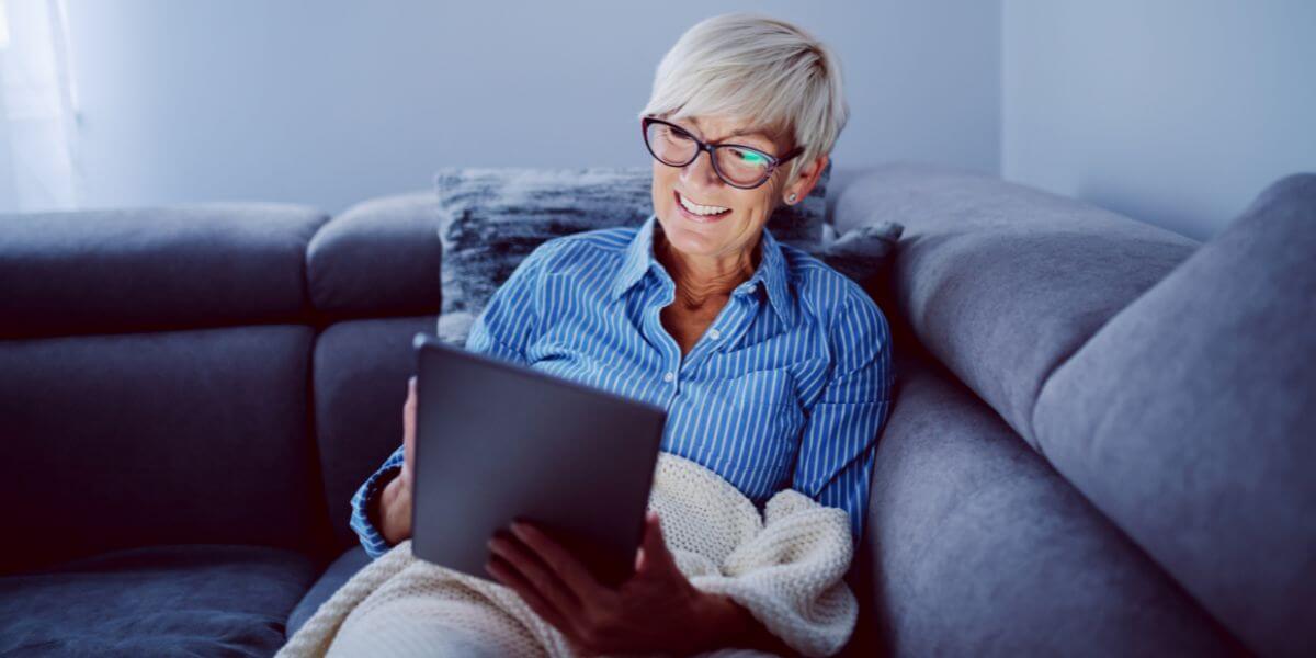 woman using tablet