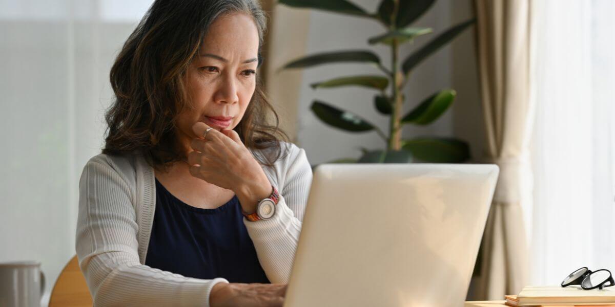 woman using computer