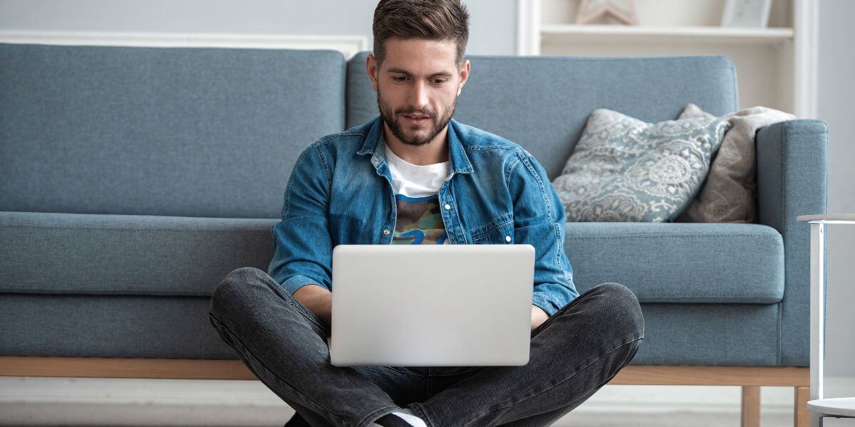 man using laptop