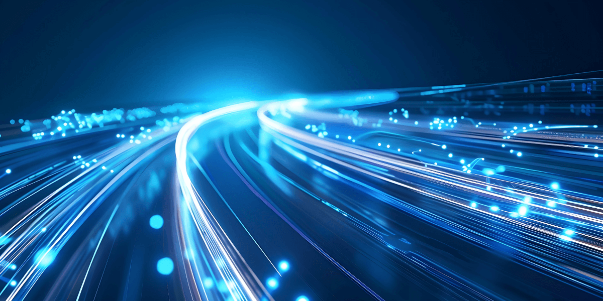 blue light beams representing internet