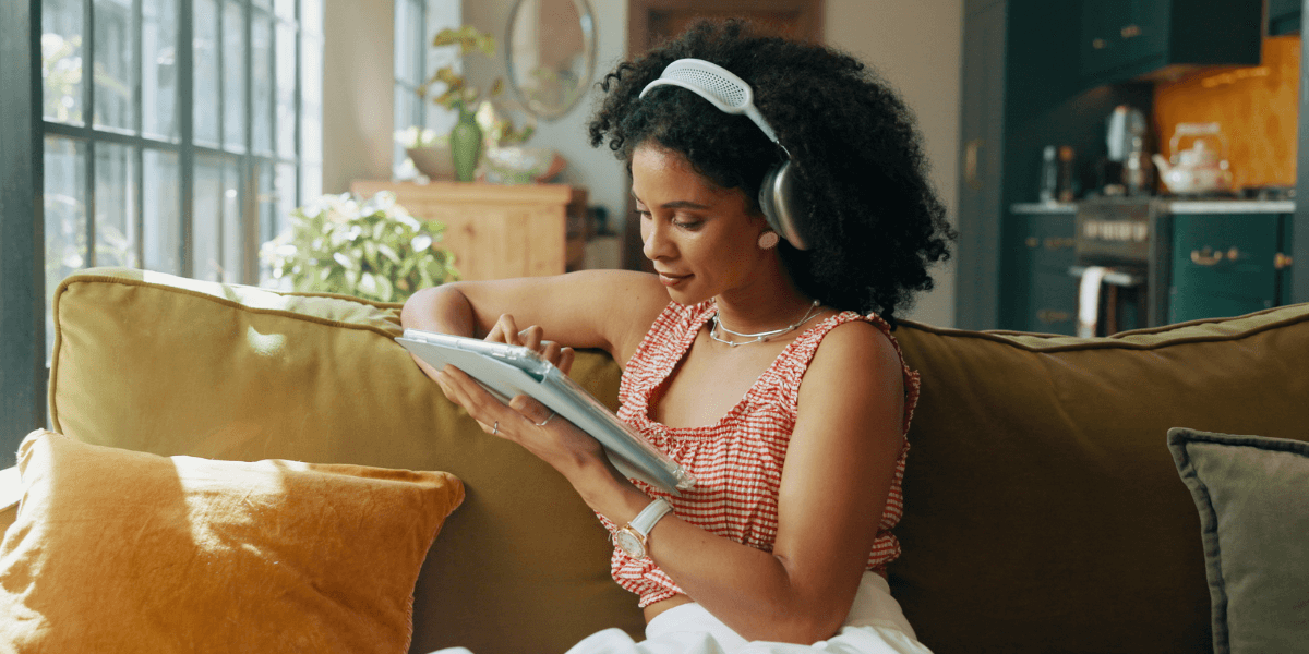 girl streaming on an ipad