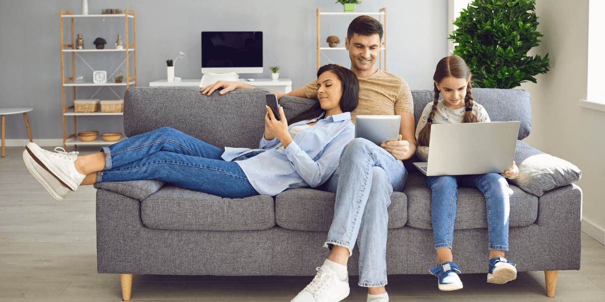 3 people using internet in their home