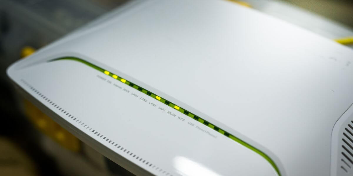 white modem and lights