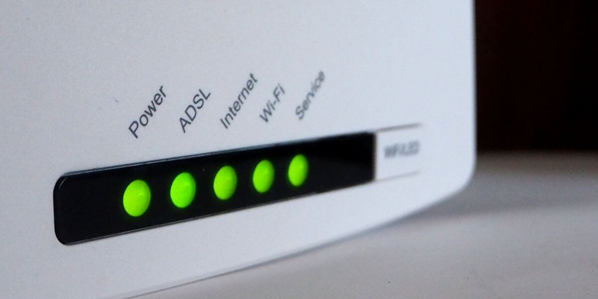 white modem and lights