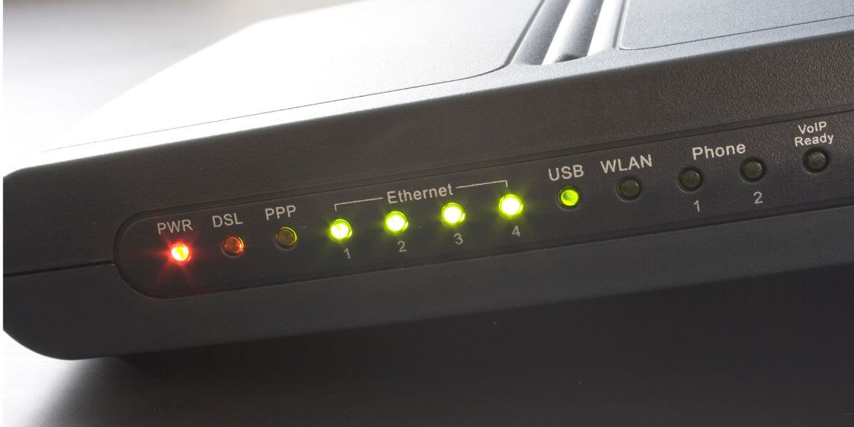 black modem and lights