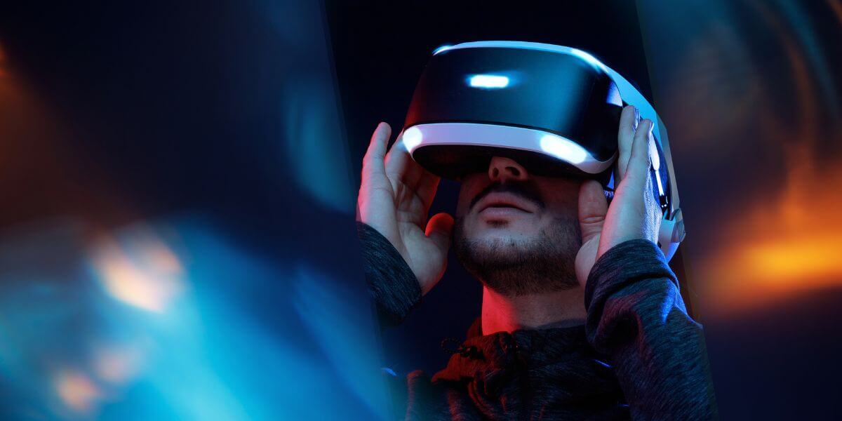 person wearing vr headset