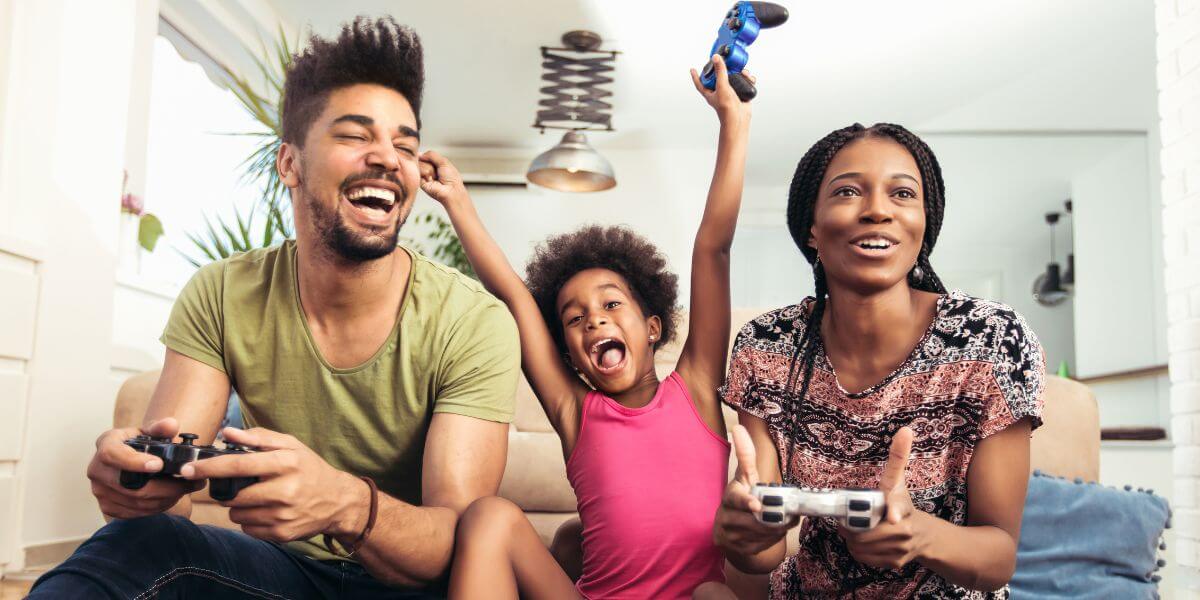 family playing playstation