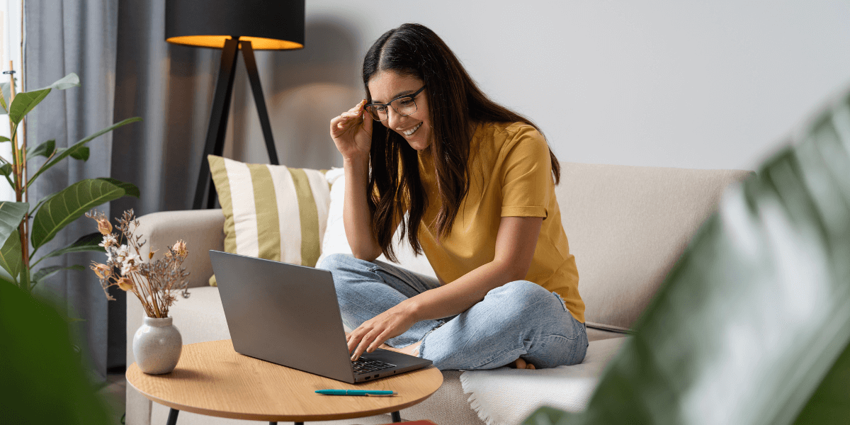 young girl using her laptop