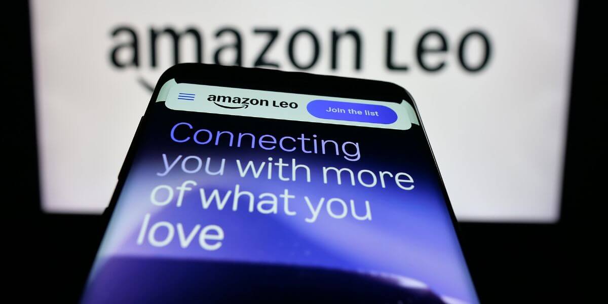 Amazon Leo internet logo on phone
