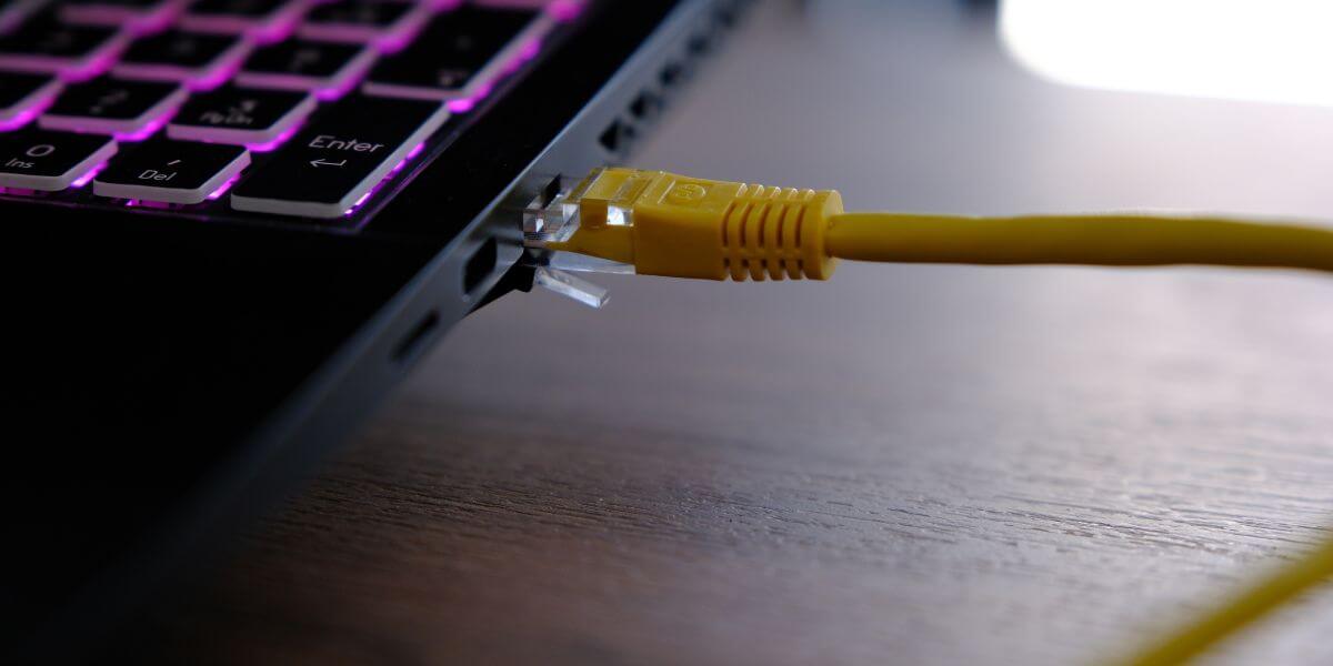 laptop with ethernet cable