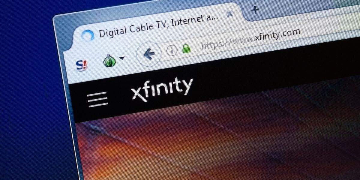 Xfinity website on monitor