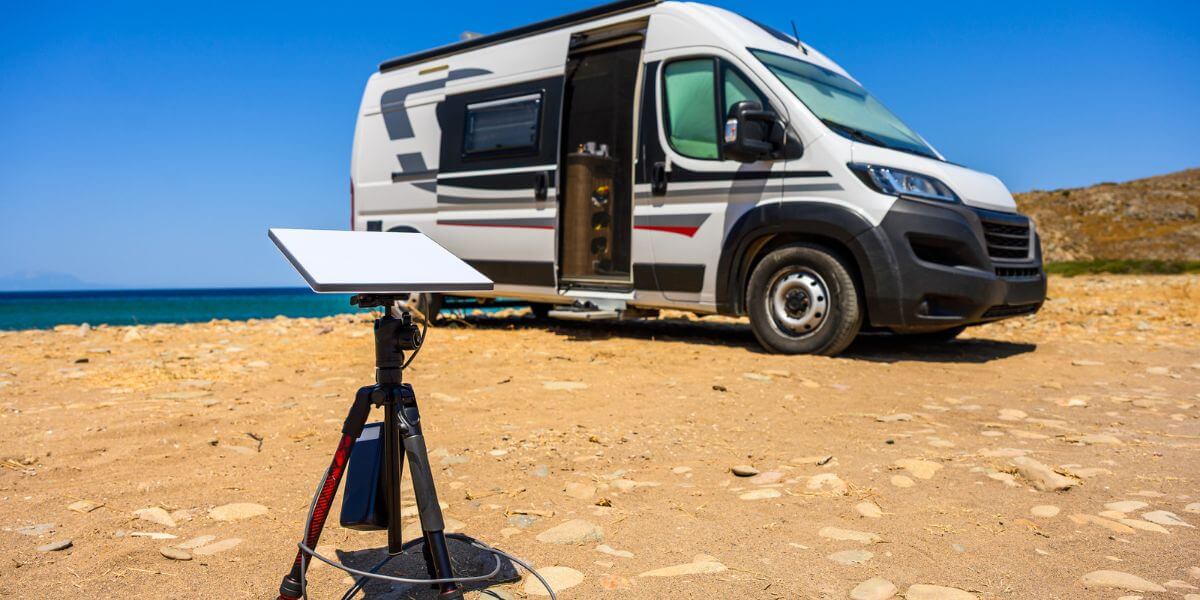 Starlink satellites and van