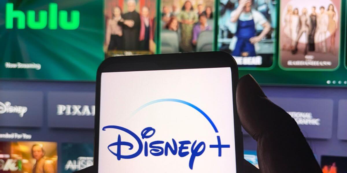 hulu and disney+ logos on tv and phone