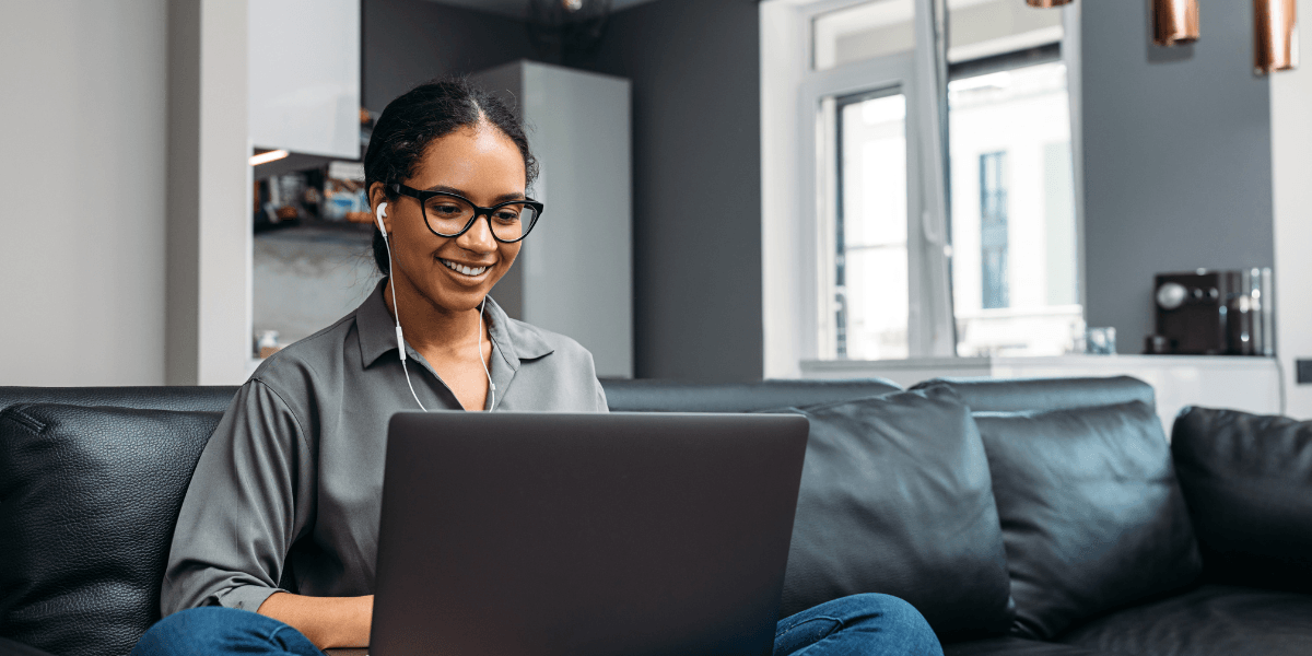 woman works from home