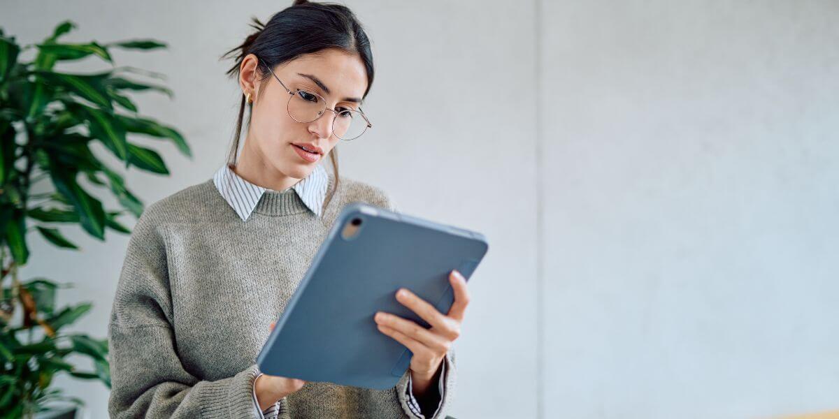 woman using tablet