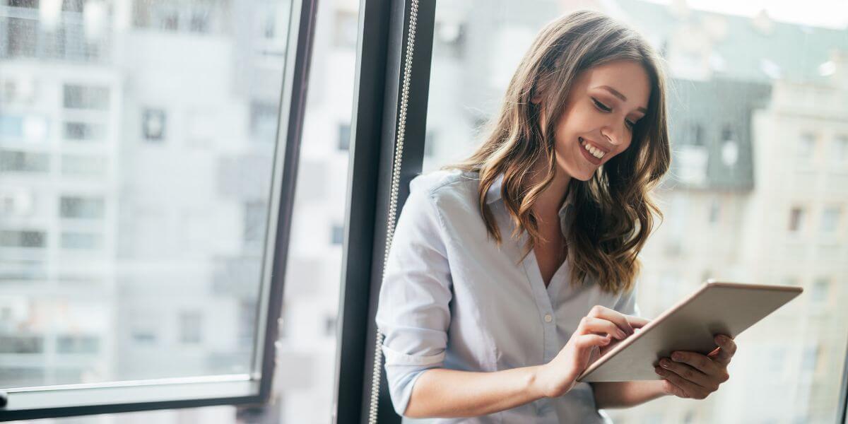 woman using tablet