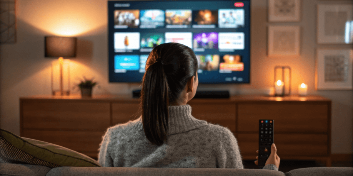 girl streaming on TV