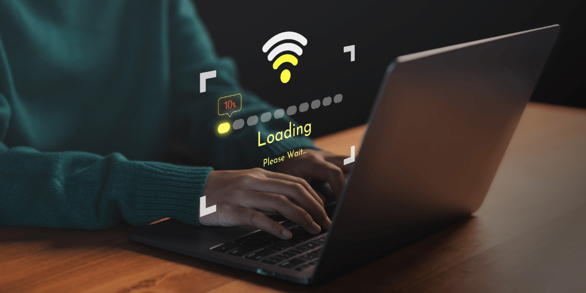 person using slow internet connection
