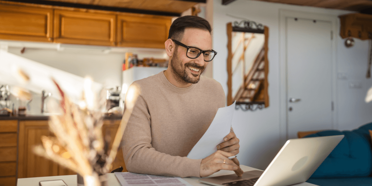 a young man working from home