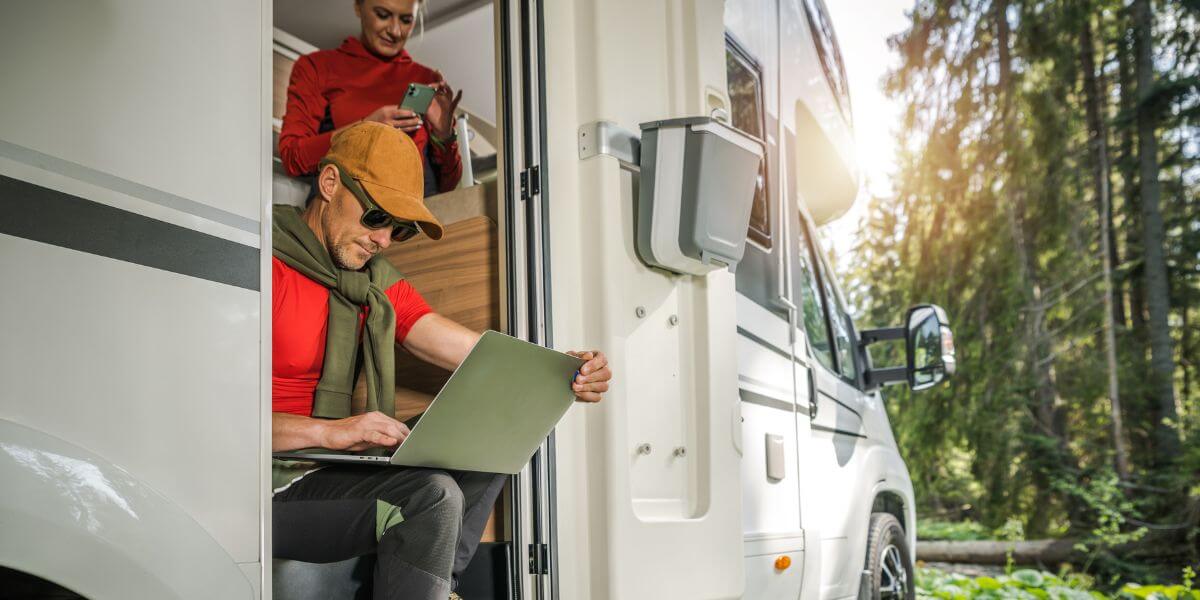 people on devices in RV