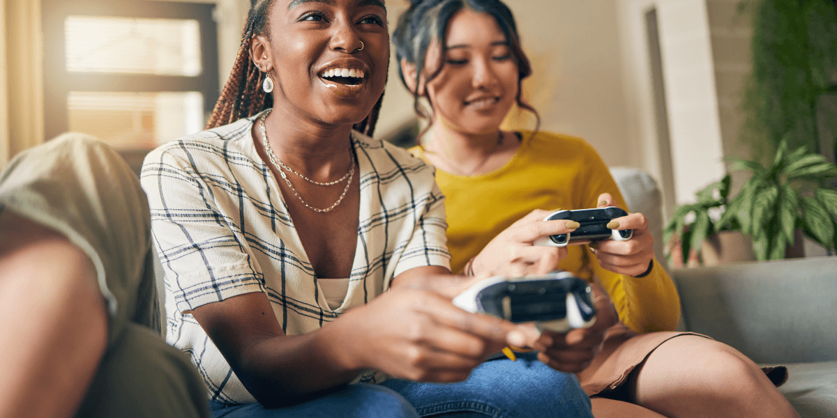 two people playing a video game together