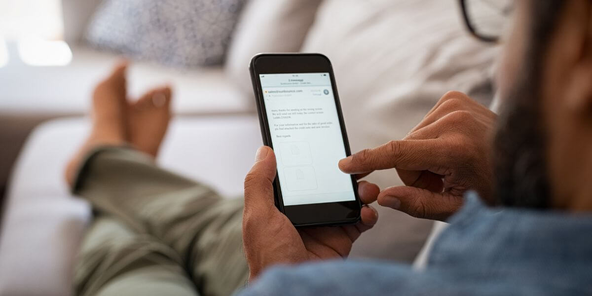 person checking email on phone