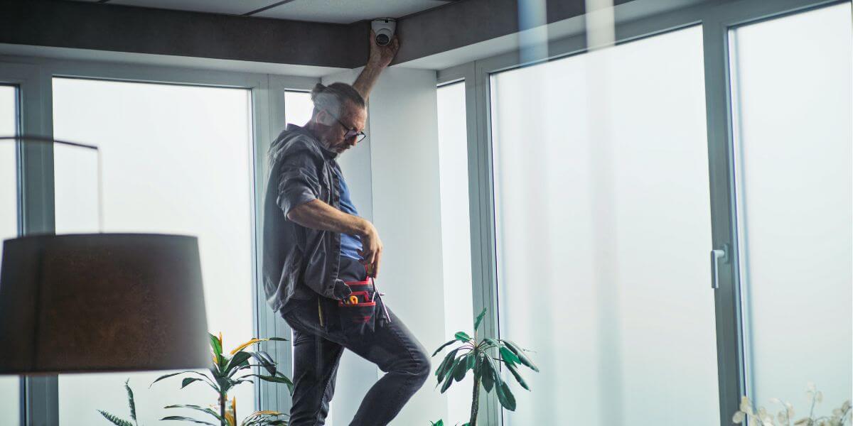 man fixing camera