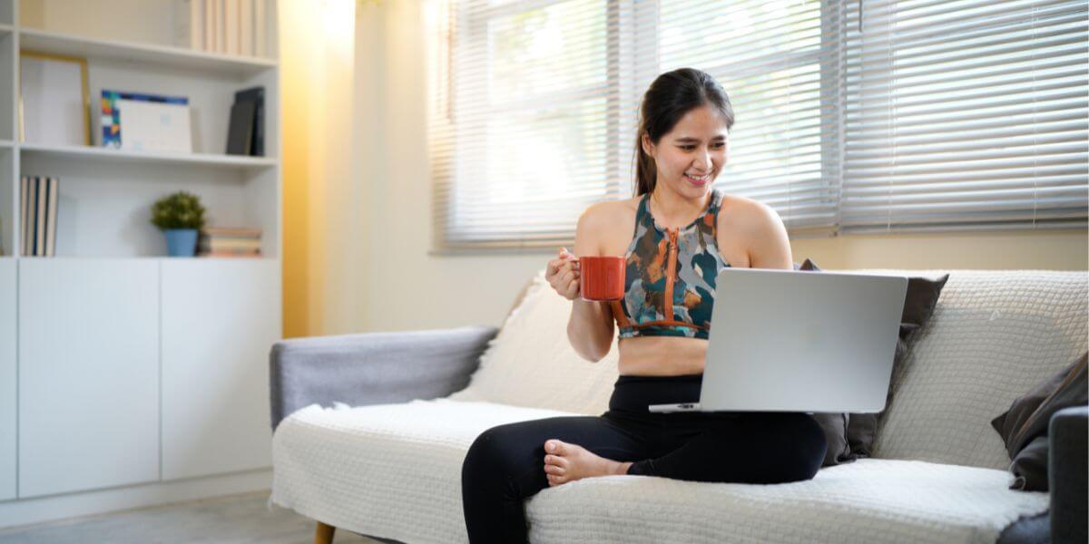 woman using computer