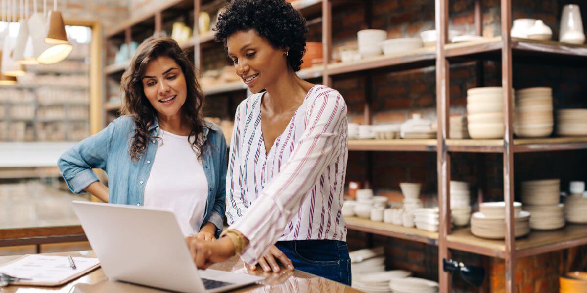 two women working in shop