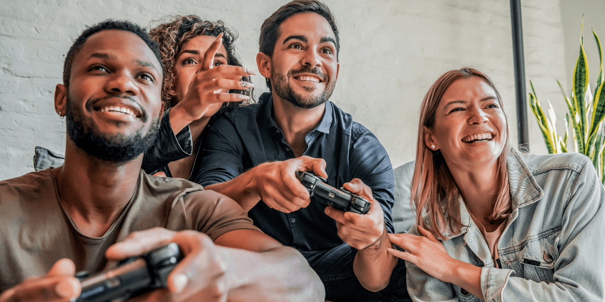 group of friends playing online games