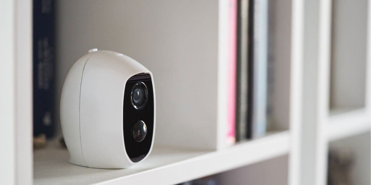 home security camera on shelf