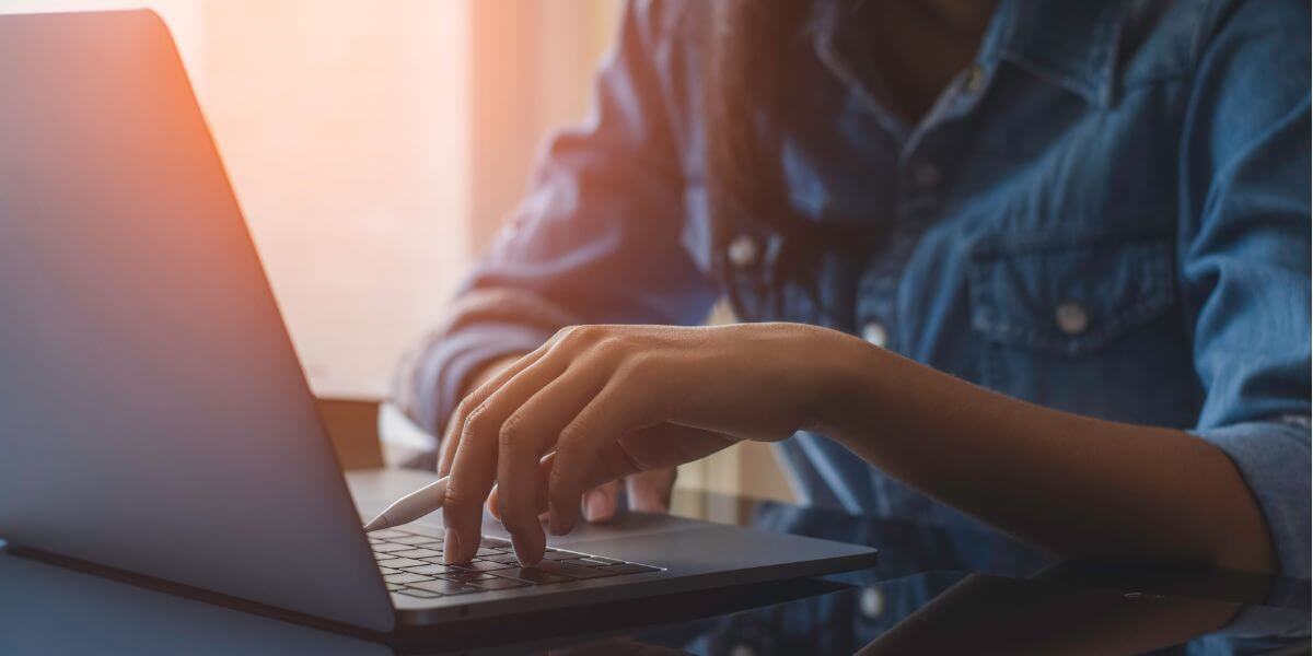 person using laptop