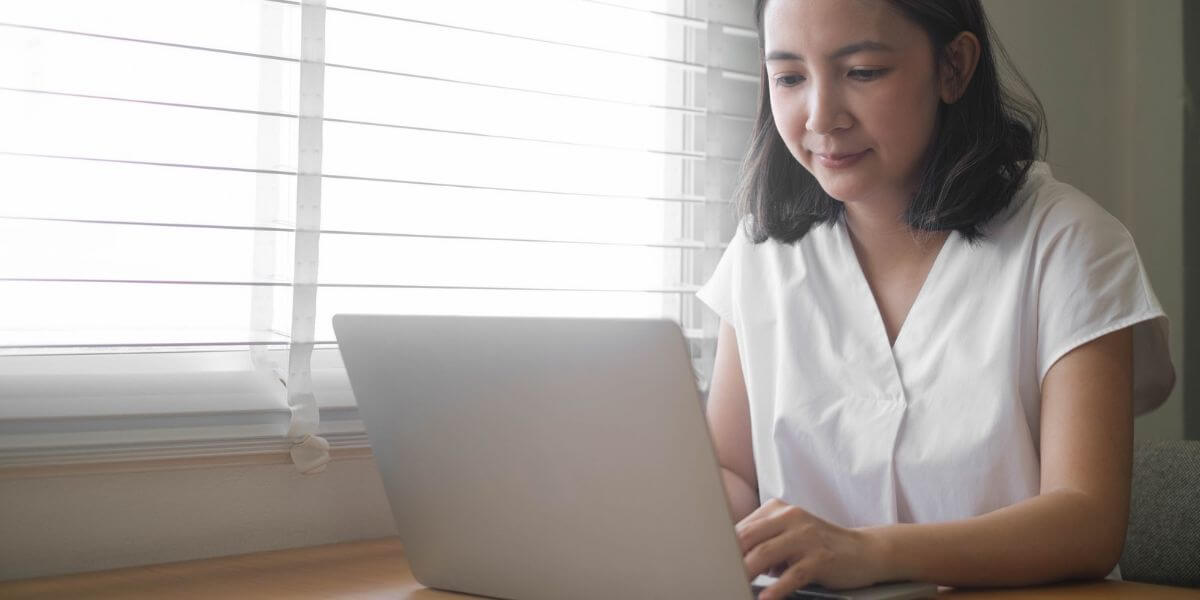 woman using laptop