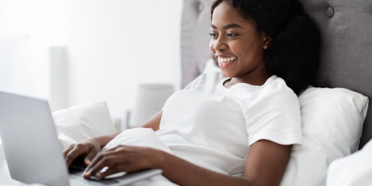 woman using laptop