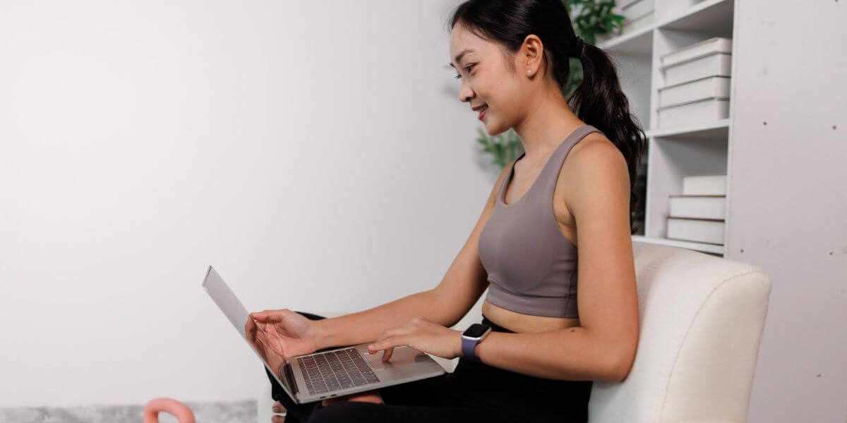 woman using laptop