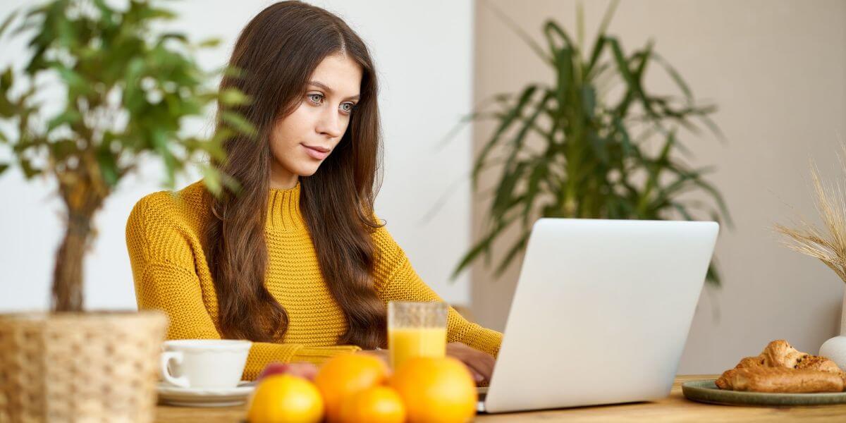 woman using laptop