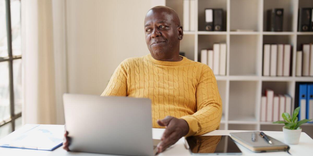 man using laptop